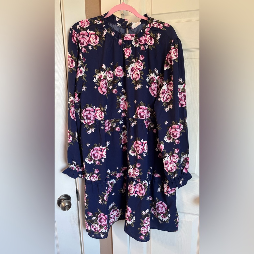 NWT Navy and Pink Floral Dress